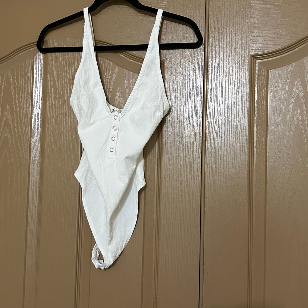 Free People Intimately white bodysuit women size small thong euc